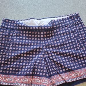 J. Crew Navy and Red Patterned Women's Shorts Size 4
